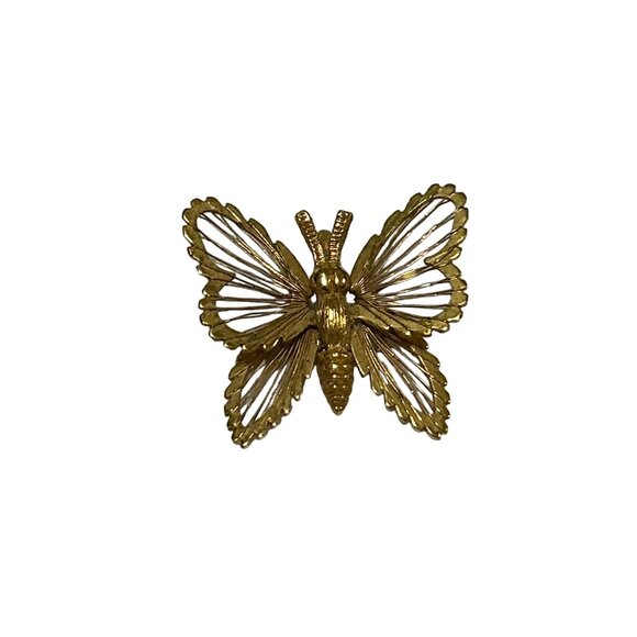 Vintage Monet Gold-Tone Butterfly Pendant - Picture 1 of 5